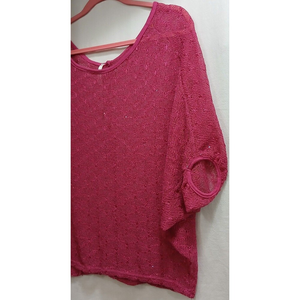 Sweet Pea Maternity Size Medium Polyester Stretch S/S Pullover Peep Holes Pink - Picture 3 of 6